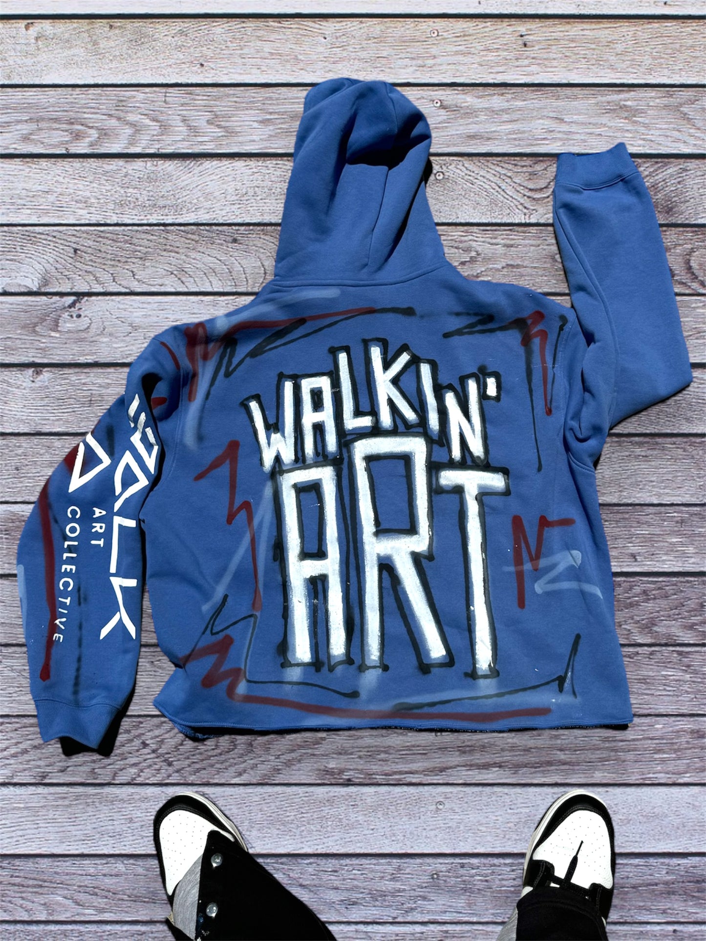 “PAPA SMURF SIPPIN” HANDPAINTED HOODIE